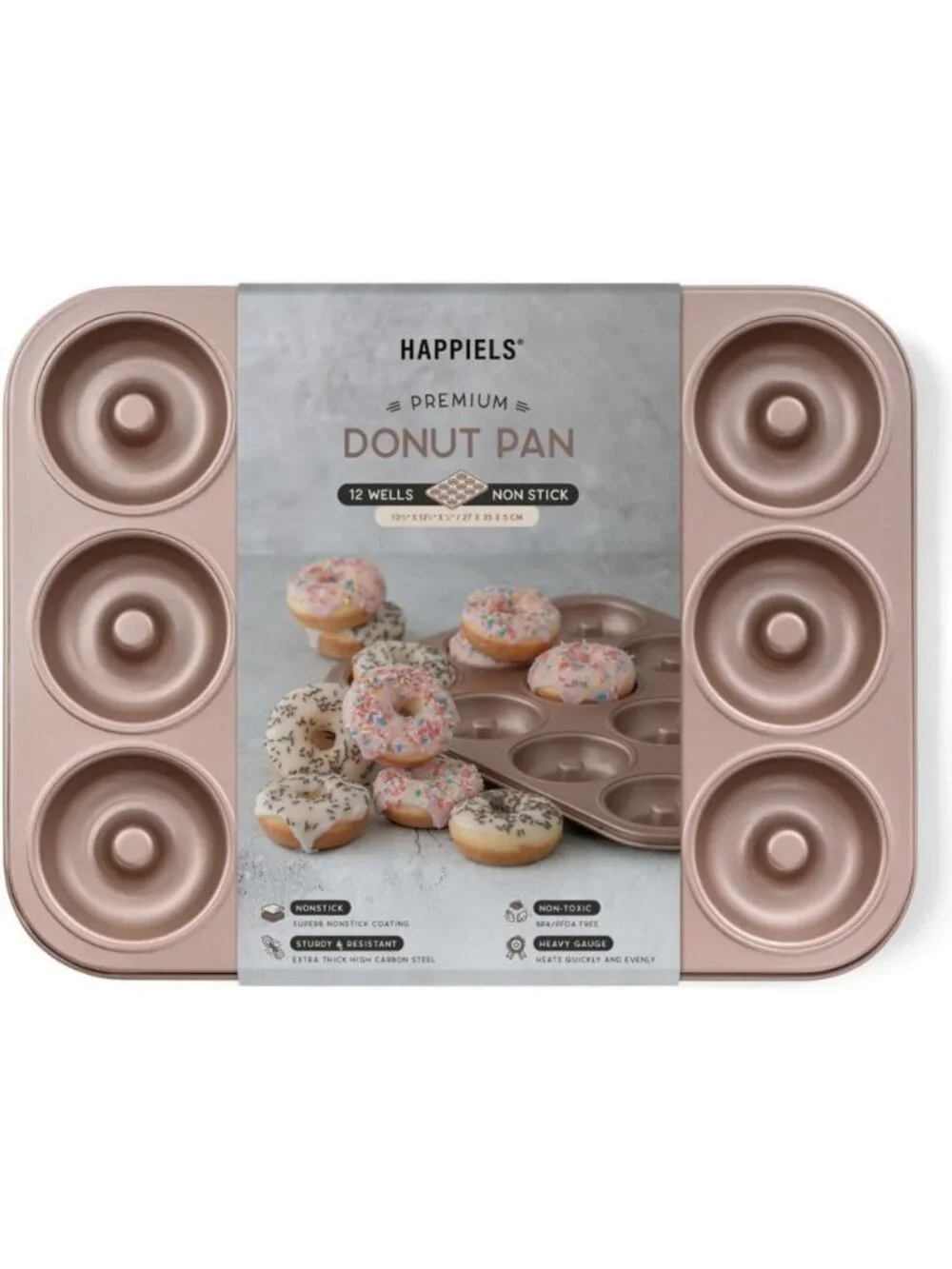 Nonstick 12-Cavity Donut Pan, PFOA & BPA Free, Perfect for Baking Delicious